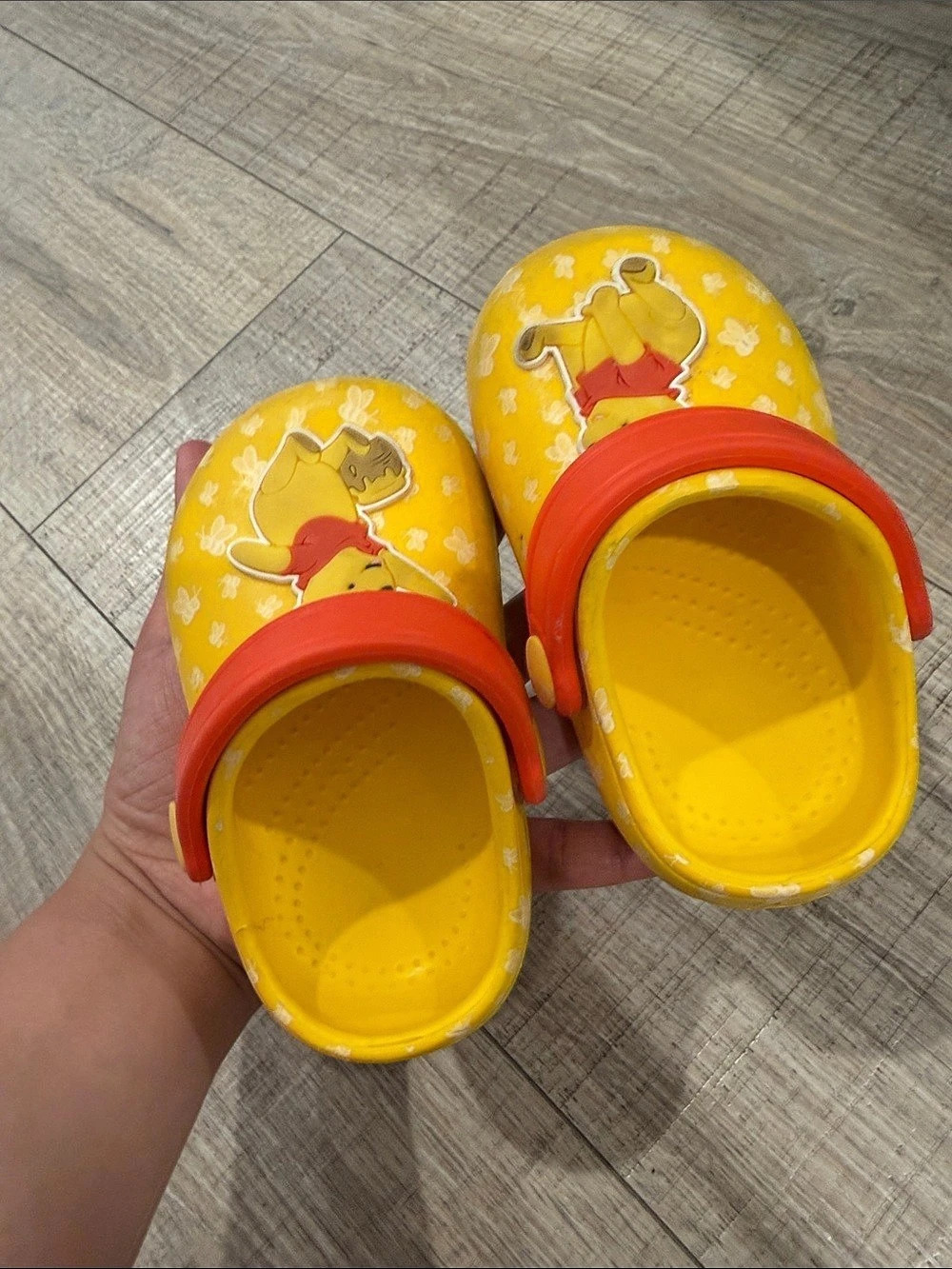 Disney Baby Winnie the Pooh Yellow Clogs Red Straps